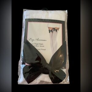 Leg Avenue Opaque Thigh Highs with Satin Bow